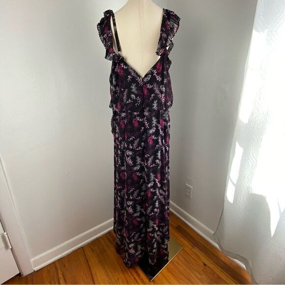Lane Bryant Black Asian Floral Ruffled Tiered Maxi Dress Plus Size Boho Romantic - Picture 2 of 15